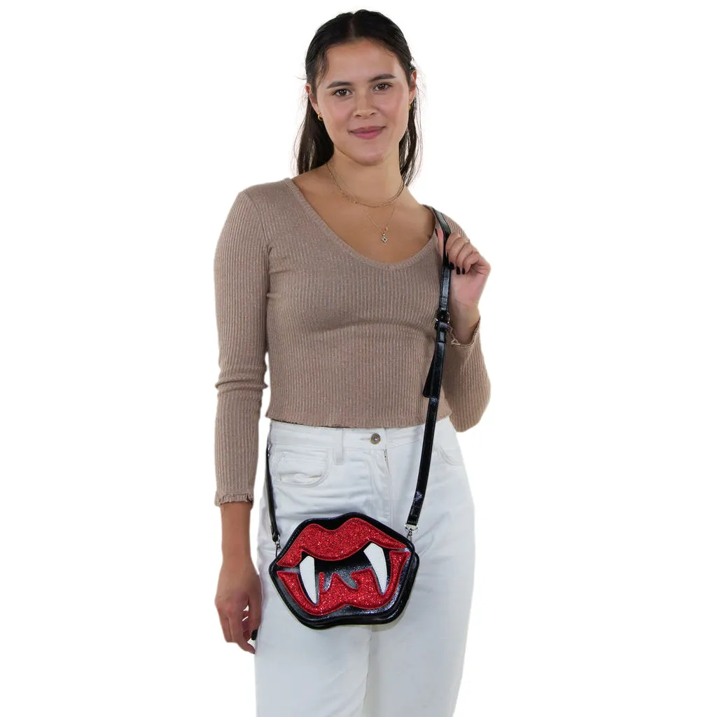 Crossbody Bag with Vampire Mouth Design