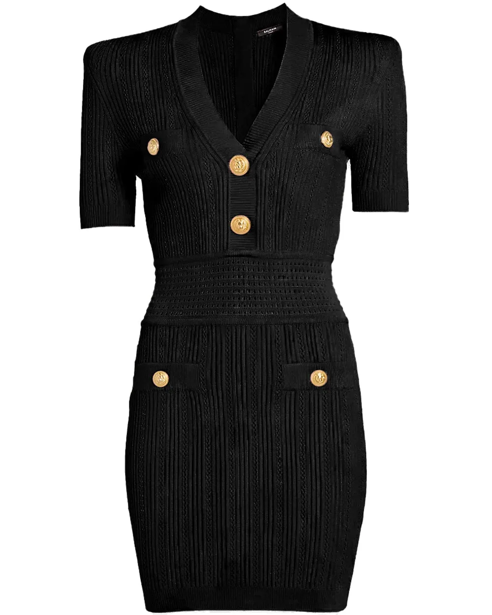 Noir Knit V-Neck Mini Dress