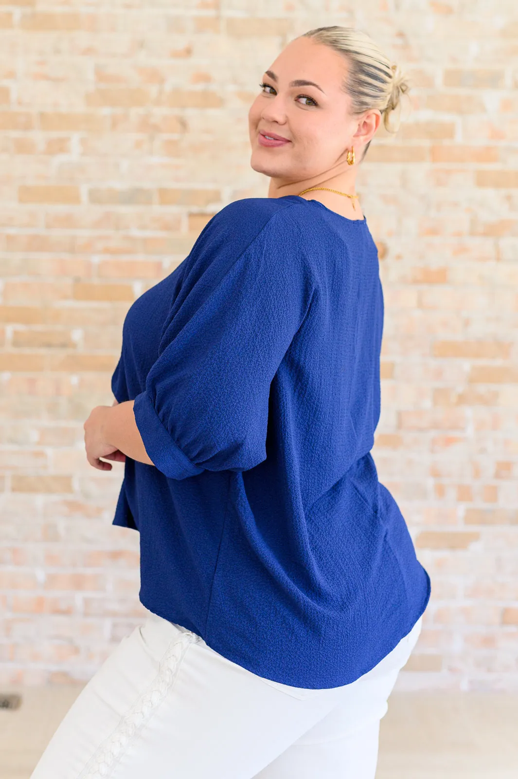 Versatile Navy V-Neck Blouse