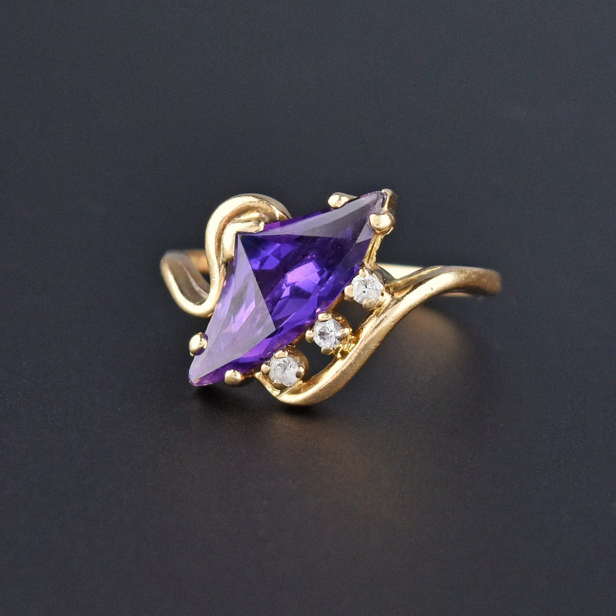 Gold Fancy Cut Purple Sapphire Ring