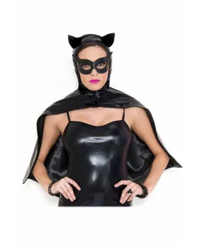 Black Bat Cosplay Cape and Mask with Wet Look