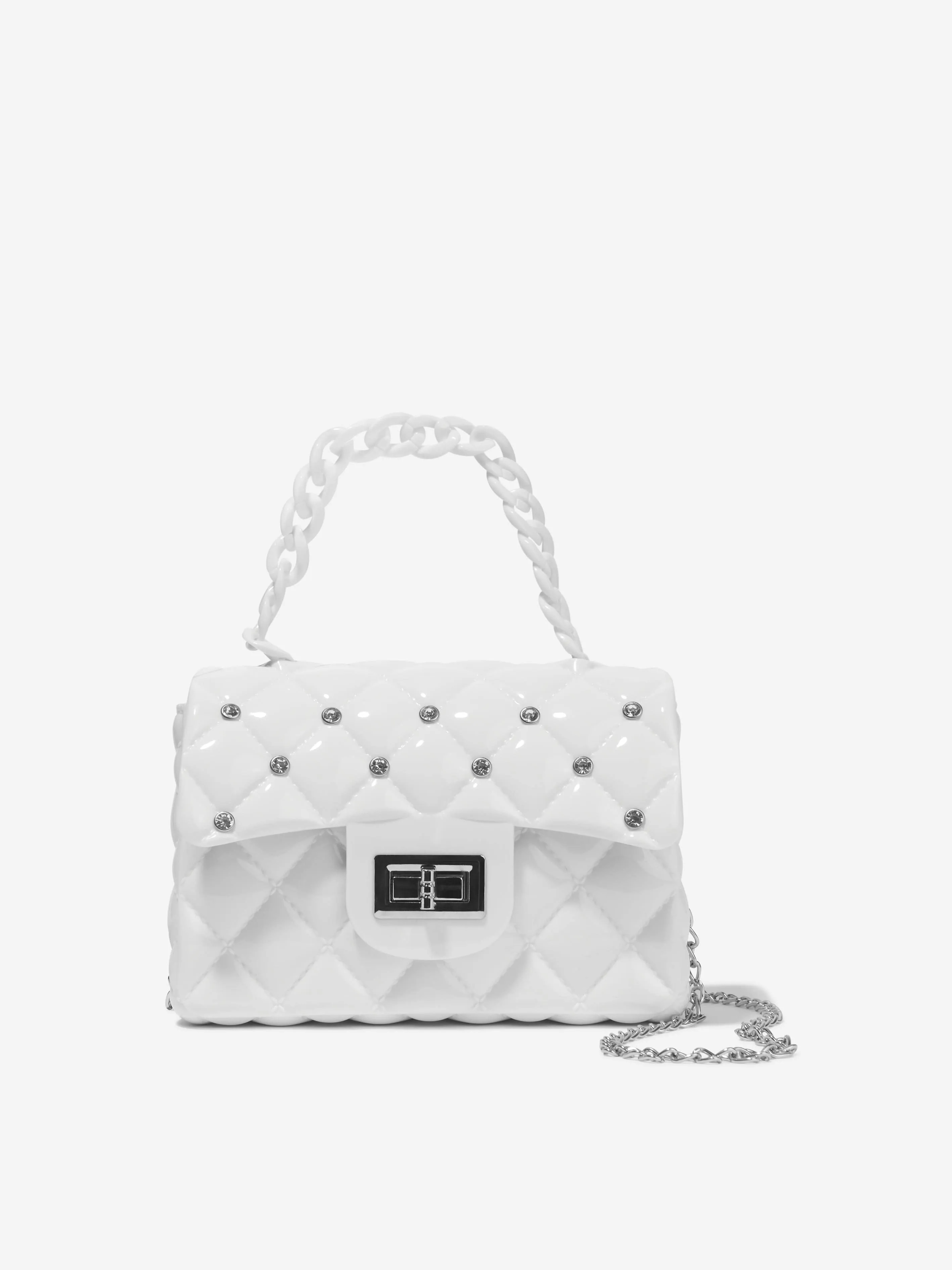 White Diamante Girls Monnalisa Quilted Bag