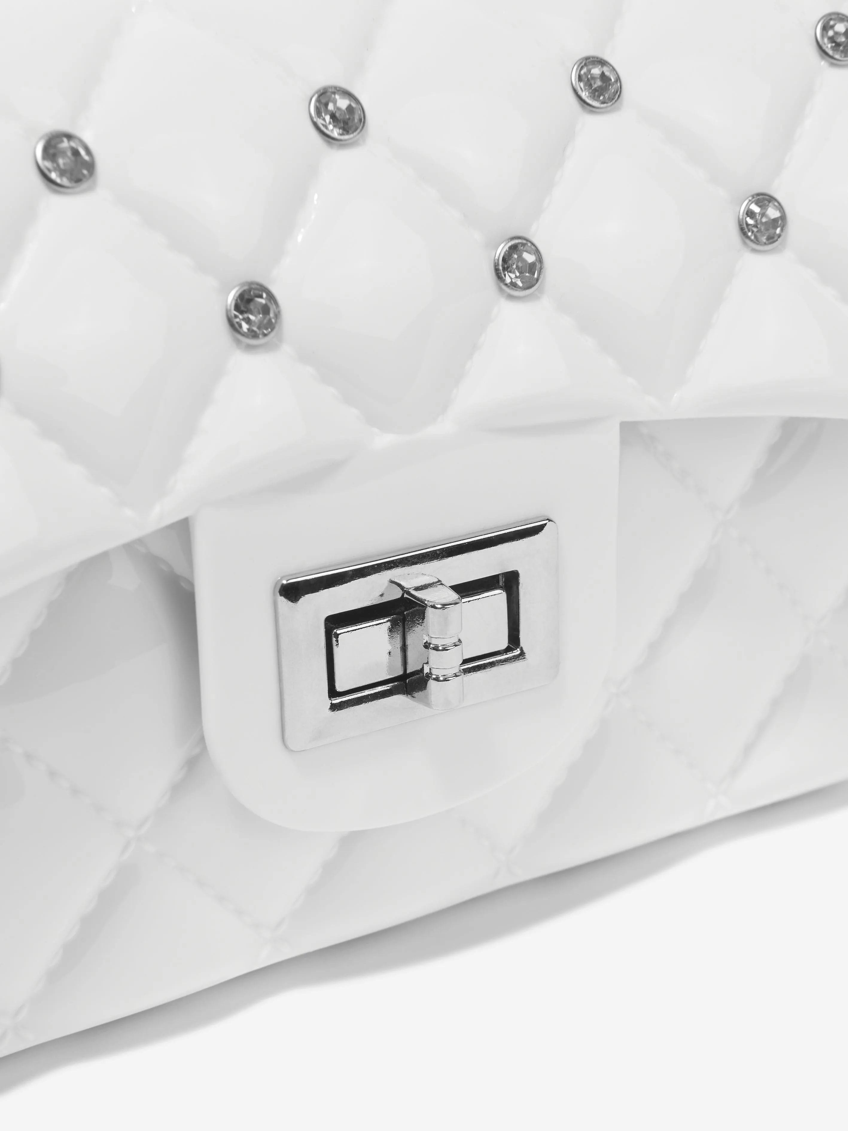 White Diamante Girls Monnalisa Quilted Bag