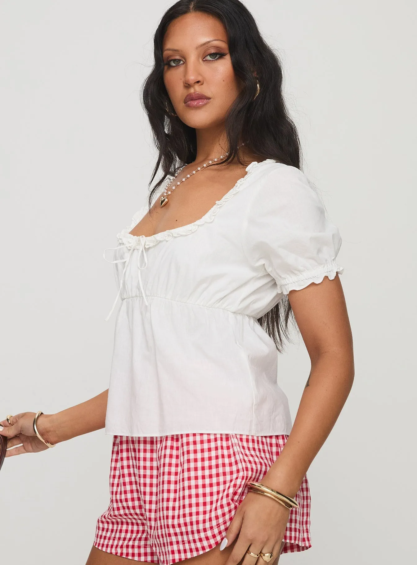 White Elizabette Puff Sleeve Top