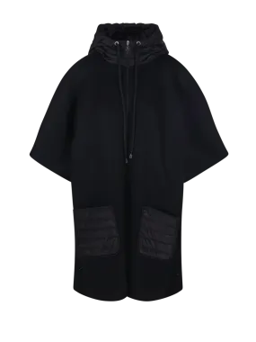 MONCLER Black Virgin Wool Cape for Women