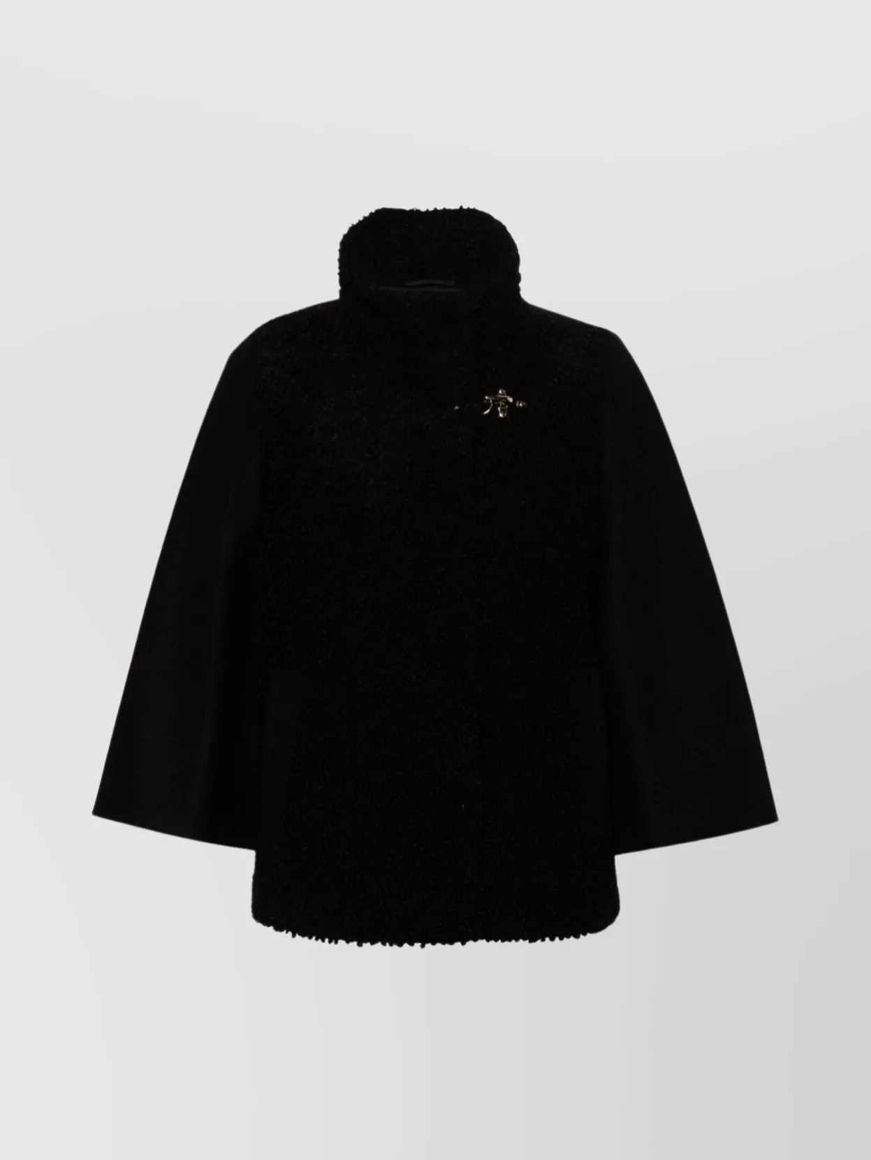 Women's Wool Cape with Bouclé Detailing