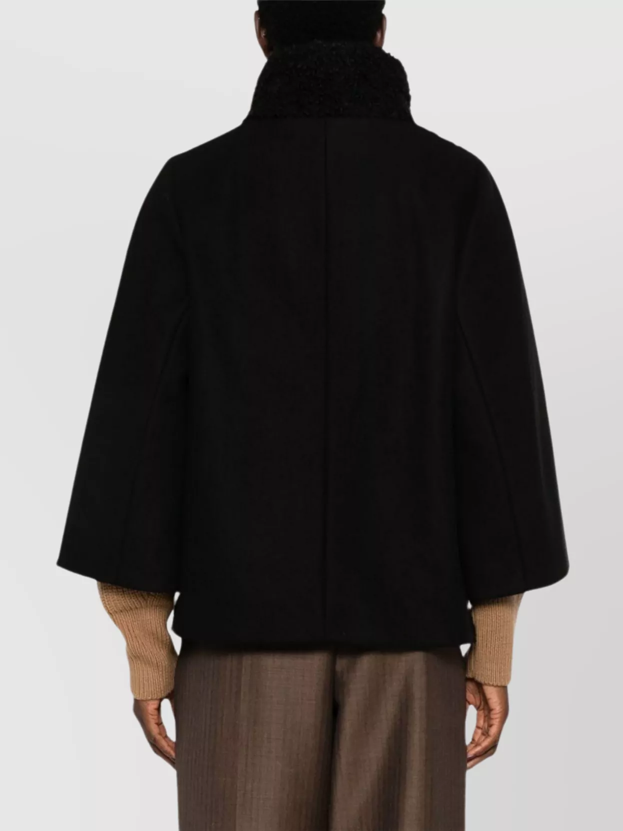 Women's Wool Cape with Bouclé Detailing