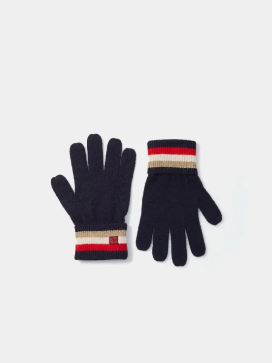 Wool Gloves Tricolor Stripe