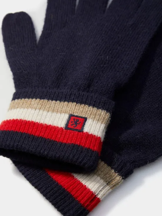 Wool Gloves Tricolor Stripe