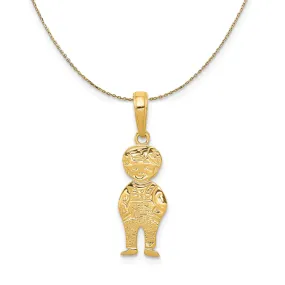 Yellow Gold Boy with Hands In Pocket Necklace