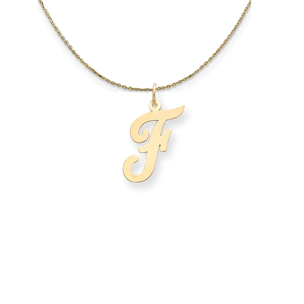 Yellow Gold Medium Script F Necklace