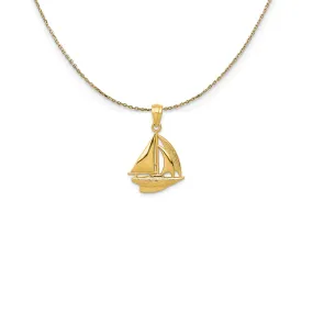 Yellow Gold Small Sailboat Necklace