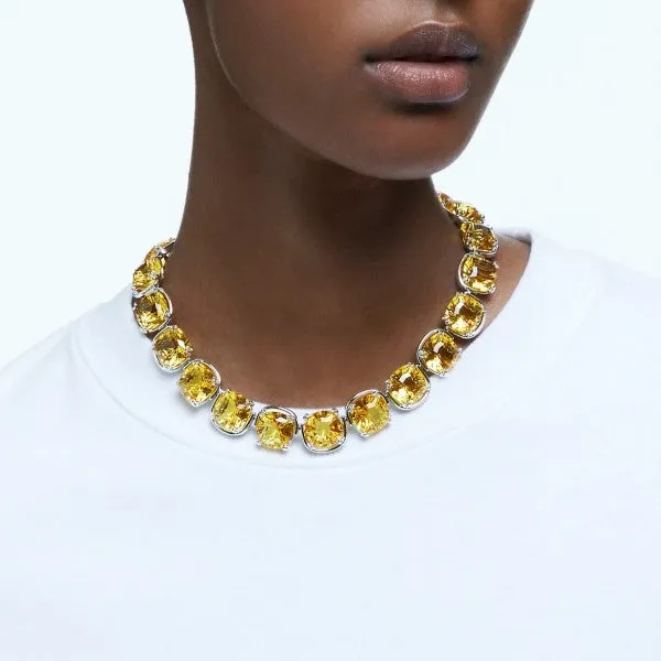 Elegant Rhodium Plated Yellow Choker Necklace