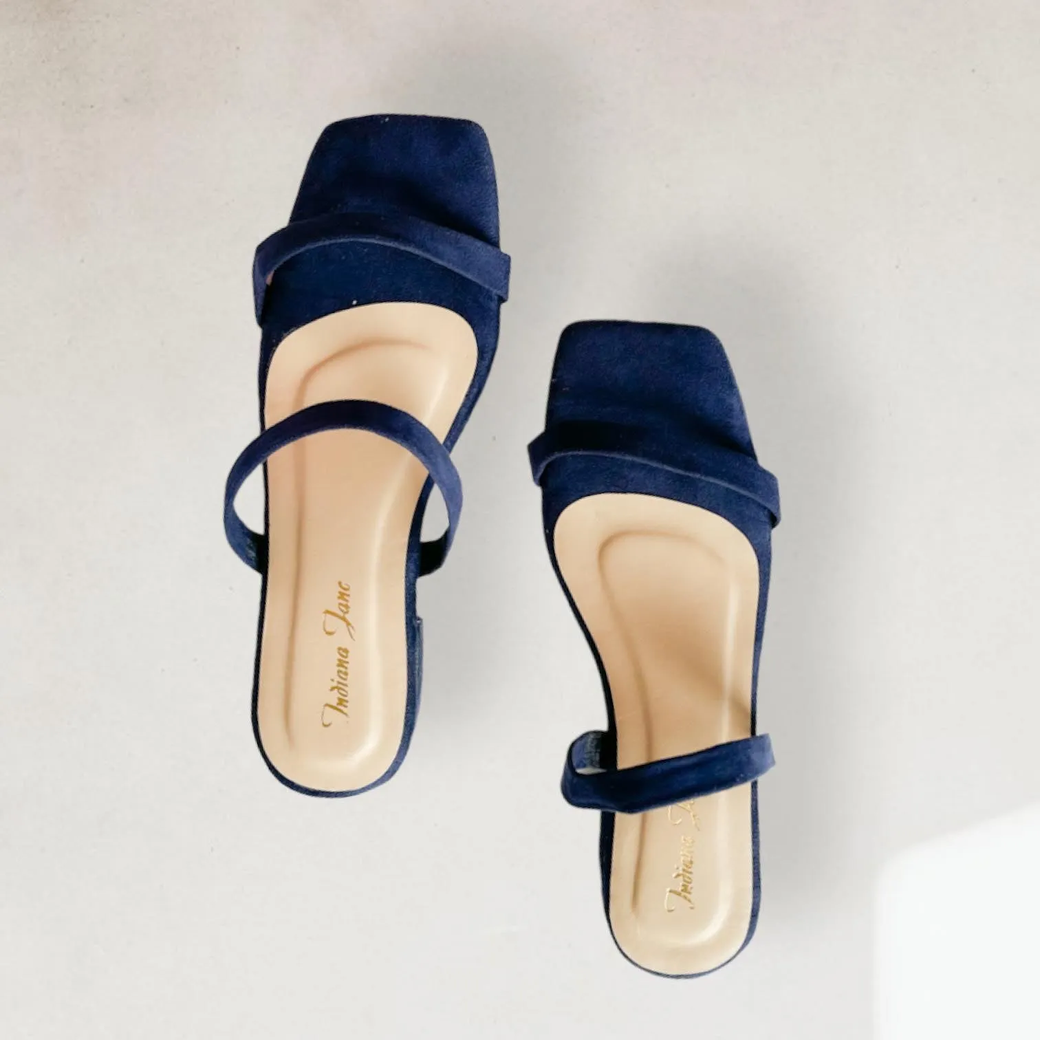 Low Block Heel Sandals in Suede