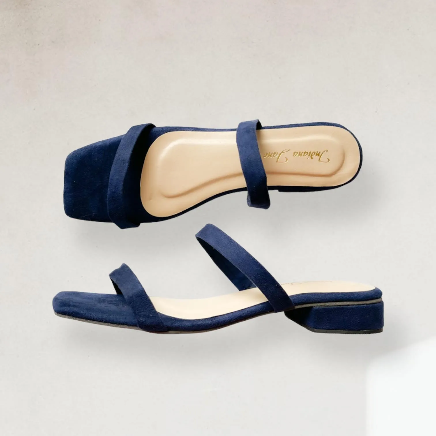 Low Block Heel Sandals in Suede