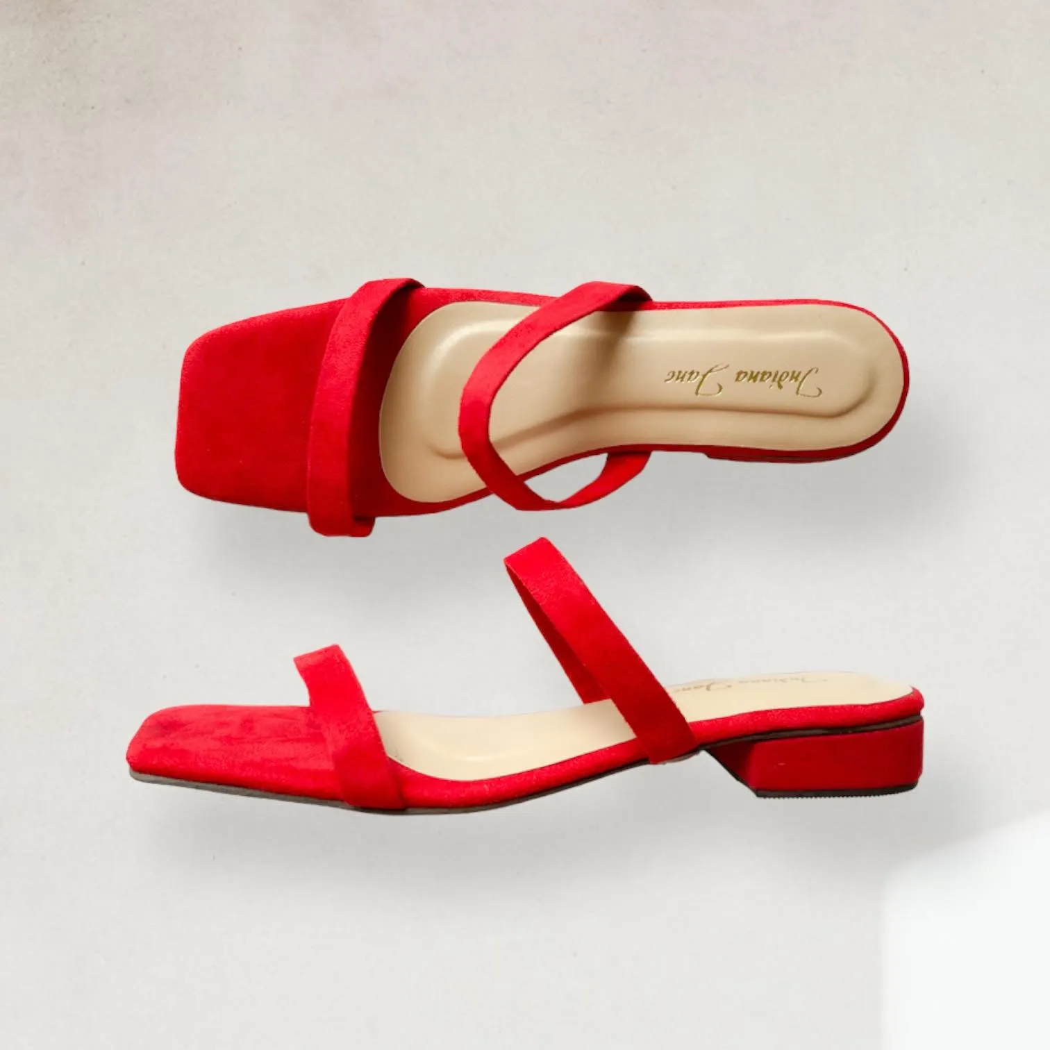 Low Block Heel Sandals in Suede